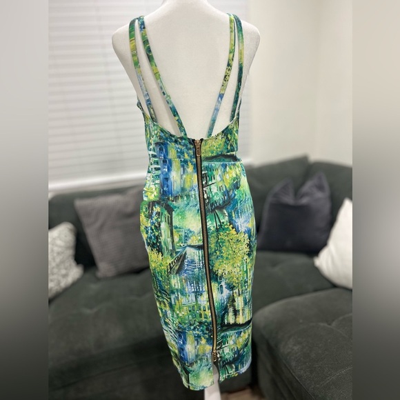 Caribbean Queen Tropical Green and Blue Backless Dress - Picture 9 of 12